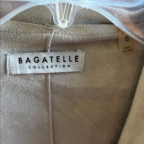 Bagatelle Light Gray Draped  Suede Jacket S - Picture 2 of 4